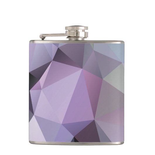 フラスコ: 紫色及びラベンダーの多角形のデザイン陰 フラスク (正面)
