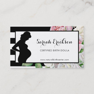 フラスタイリッシュワ妊婦のーズストライプ誕生ドゥラ 名刺