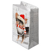 フラスナビドッグロングヘアチワホアクリスマスおもしろいホテル スモールペーパーバッグ (正面アングル)