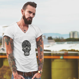 フラズドスカル-抽象芸術マンデルブロットホワイトメンズ Tシャツ
