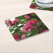 フラズピンクフローラカスタムスクエアコースター スクエアペーパーコースター (アングル)