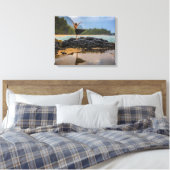 フラダンサーでルマハビーチ,カウアイ,ハワイ キャンバスプリント (インサイチュ (寝室))