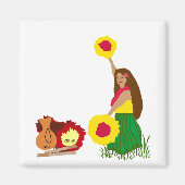 フラダンサーと彼女のハワイアン楽器磁石 マグネット (正面)