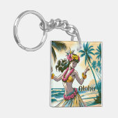 フラダンサーオンザハワイアンアイランズアロハ キーホルダー (正面左)