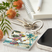 フラダンサーオンザハワイアンアイランズアロハ キーホルダー (正面右)