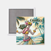 フラダンサーオンザハワイアンアイランズアロハ マグネット (正面/裏面)