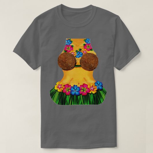 フラダンサー体ココナッツブラルアウ(ハワイ式宴会)ティキパーティー Tシャツ (デザイン正面)