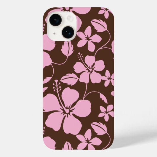 フラダンス+ハイビスカス柄 ブラウン/ピンク Case-Mate iPhoneケース (裏面)