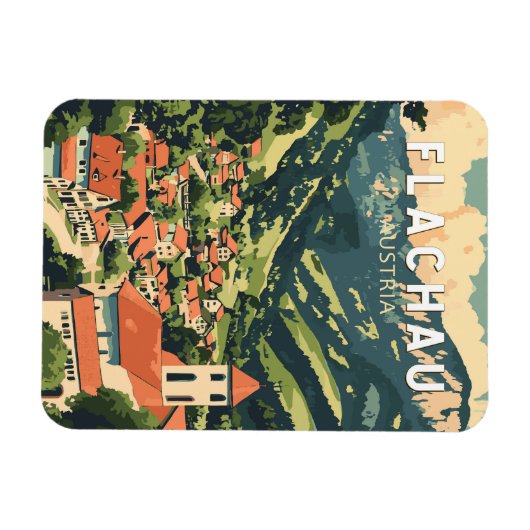 フラチャウオーストリアイラストレーショントラベルアートヴィンテージ マグネット (横)