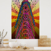 フラチロン建物の上部に赤みを帯びた黄色の光線 ポスター (キッチン)