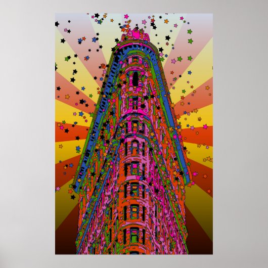 フラチロン建物の上部に赤みを帯びた黄色の光線 ポスター (正面)