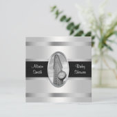 フラチロン建物招待状ホワイトシルバーBWベビーショー 招待状 (スタンド正面)