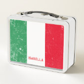 フラッイタリアングルッ動揺してクスクール名前をカスタムする メタルランチボックス (裏面)