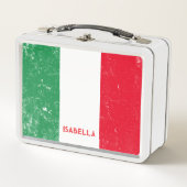 フラッイタリアングルッ動揺してクスクール名前をカスタムする メタルランチボックス (正面)