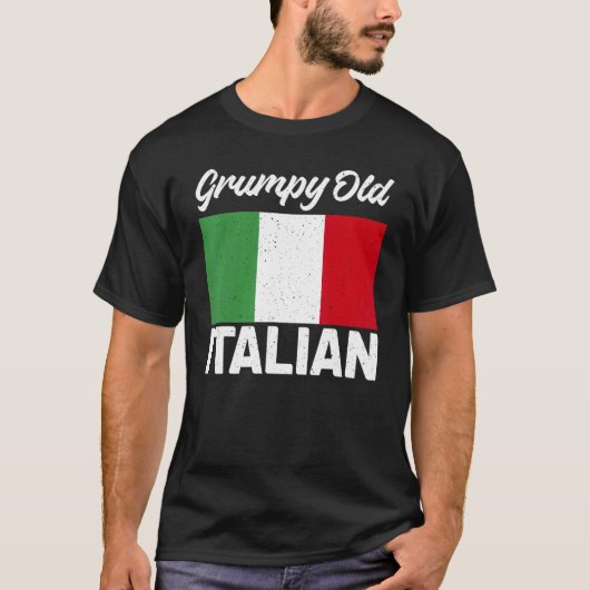 フラッイタリアンプゴイおじいちゃんイタリアン国旗 Tシャツ (正面)
