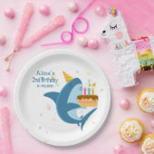 フラッカラフルトシンプルベビーサメ誕生日パーティー9" ペーパープレート (パーティー)