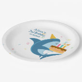 フラッカラフルトシンプルベビーサメ誕生日パーティー9" ペーパープレート (アングル)