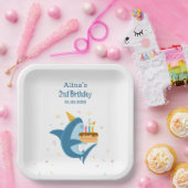 フラッカラフルトシンプルベビーシャークスバースデーパーティー ペーパープレート (パーティー)