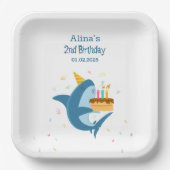 フラッカラフルトシンプルベビーシャークスバースデーパーティー ペーパープレート (正面)