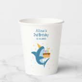 フラッカラフルトシンプルベビーシャークスバースデーパーティー 紙コップ (裏面)