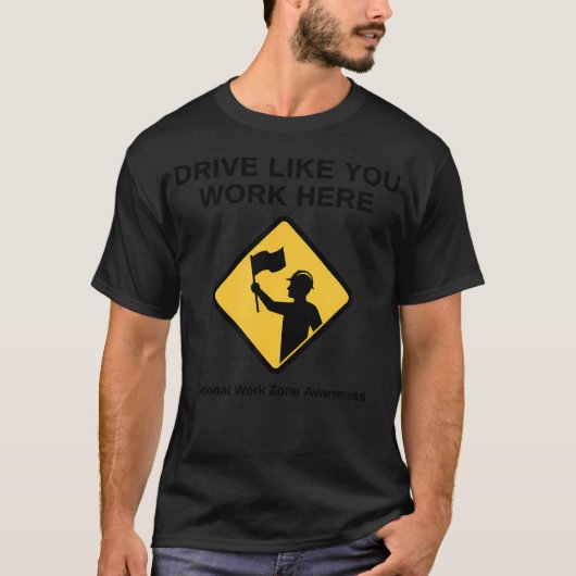 フラッガー・アヘッド 道路工事 ゾーン ハイウェイ 作業員 安全 Tシャツ (正面)