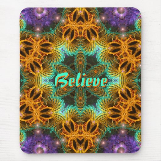 フラックスタルアートスター:オレンジアクアパープルマウスパッド マウスパッド (正面)