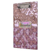 フラックスピンクフランスのバラモエレガントノグラム クリップボード (左)