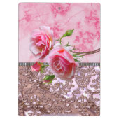 フラックスピンクフランスのバラモエレガントノグラム クリップボード (裏面)