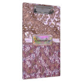 フラックスピンクフランスのバラモエレガントノグラム クリップボード (右)