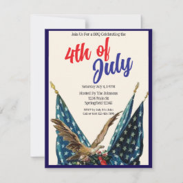 フラッグとイーグル愛国的な7月BBQパーティー 招待状