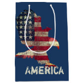 フラッグとハゲの文字 ミディアムペーパーバッグ (正面)