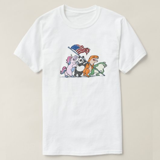 フラッグを掲げるカエルコスチューム Tシャツ (デザイン正面)