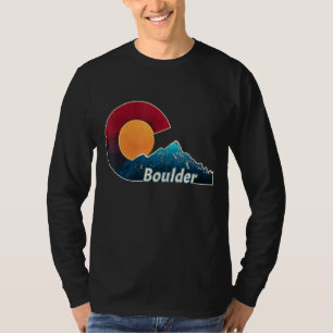 フラッグアンドマウンテンスタイル大きい石コロラド Tシャツ