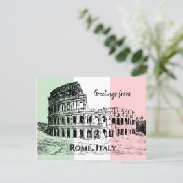 フラッグイタリアンカラーコロッセオデザインはがき ポストカード