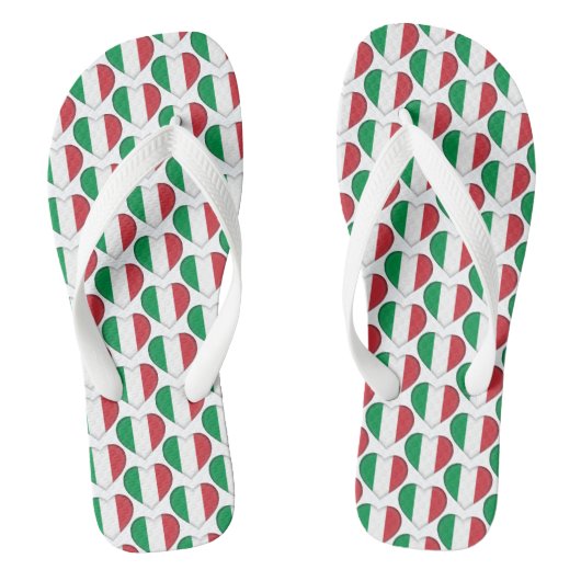 フラッグイタリアンカラーハートパターン愛国的 ビーチサンダル (フットベッド)