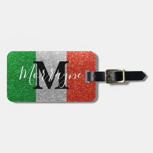 フラッグイタリアングリッターローマヴェネツィアイタリアトラベル ラゲッジタグ (正面横)