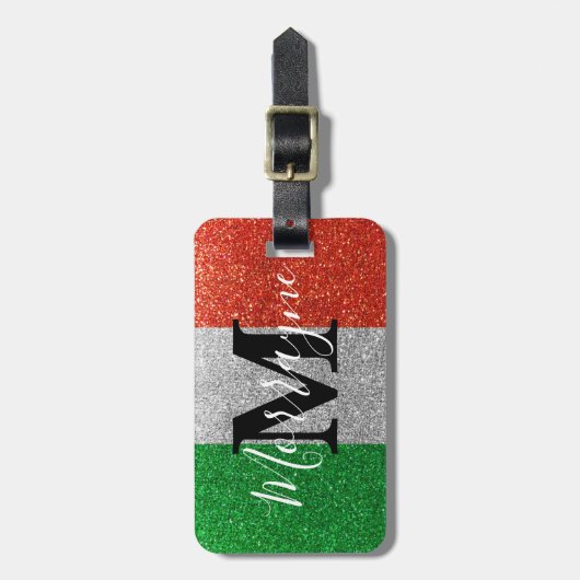 フラッグイタリアングリッターローマヴェネツィアイタリアトラベル ラゲッジタグ (正面縦)