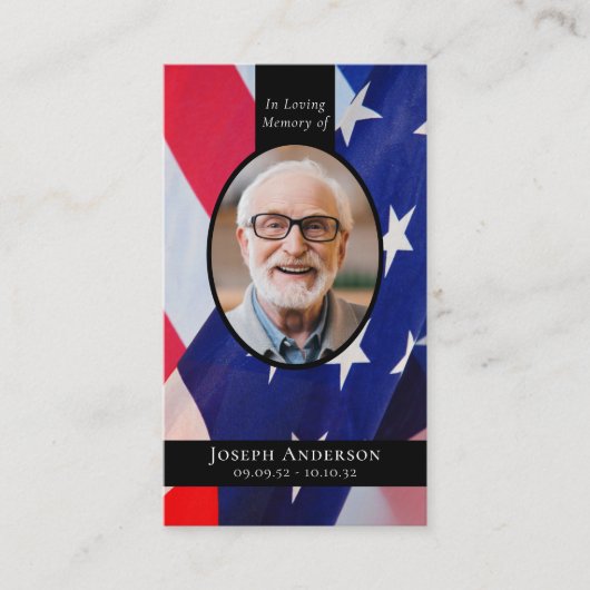 フラッグオーバルフォト軍隊葬儀祈りの言葉カード コーリングカード (正面)