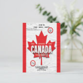 フラッグカナダデー7月1日レッドメープルリーフ招待状 ポストカード (スタンド正面)