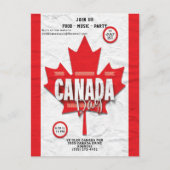 フラッグカナダデー7月1日レッドメープルリーフ招待状 ポストカード (正面)
