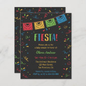 フラッグカラフルと紙吹雪フェスタベイビーシャワー 招待状 (正面/裏面)