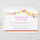 フラッグカラフルガールズ8歳の誕生日パーティーピンク 招待状 (裏面)