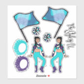 フラッグカラーガードステッカー（アクアパープルホワイトB ） シール (シート)