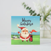 フラッグカーでサンタクロースとゴルフメリークリスマス カード (スタンド正面)