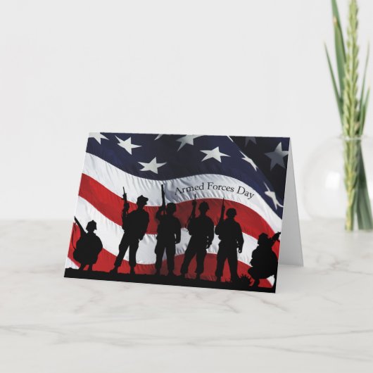 フラッグカードを持つ軍隊の日 サンキューカード (正面)