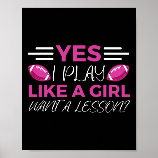 フラッグサッカーおもしろいガール ポスター (正面)