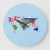 フラッグスの世界地図アクリル壁時計 ラージ壁時計 (正面)