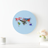 フラッグスの世界地図アクリル壁時計 ラージ壁時計 (ホーム)