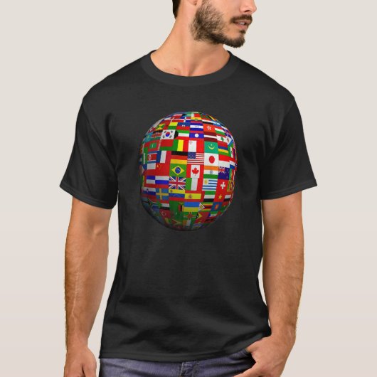 フラッグスグローブアトラスの世界地図 Tシャツ (正面)