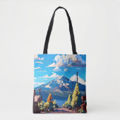 フラッグスタッフアリゾナヴィンテージアートトラベルイラストレーション トートバッグ (正面)